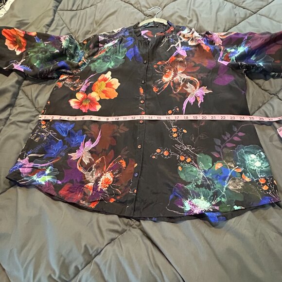 Johnny WasJolene Floral Silk Ruffled Long Sleeve Blouse - Picture 11 of 11